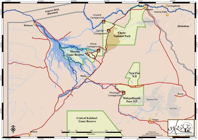 directions to Kumaga Camping Makgadikgadi Pans map