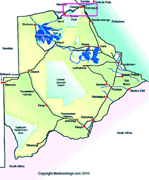 map showing Kasane