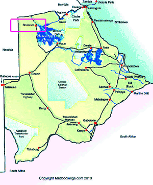 map showing Shakawe