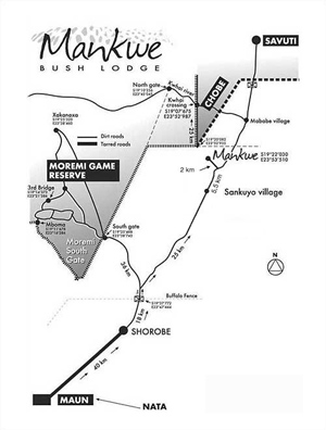 Map of Mankwe Bush Lodge Chobe Botswana