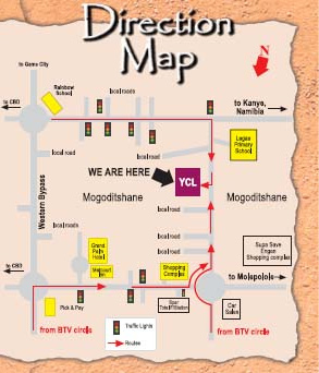Gaborone map to Yarona Lodge