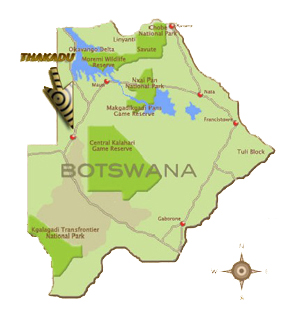 directions to Thakadu River Camp Ghanzi map