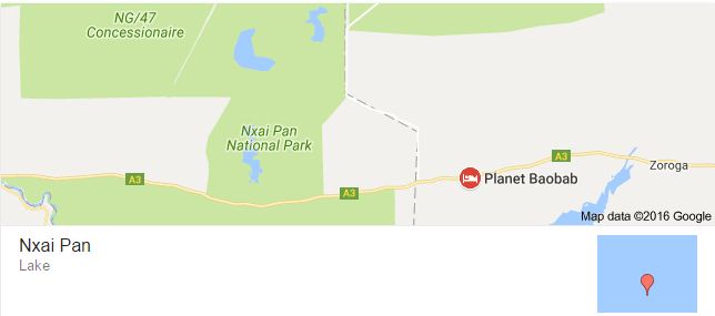 directions to Nxai Pan National Park Gweta map