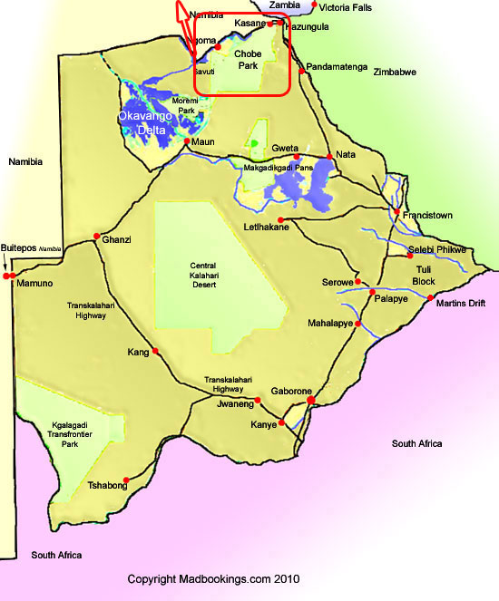 botswana mao highlighting chobe