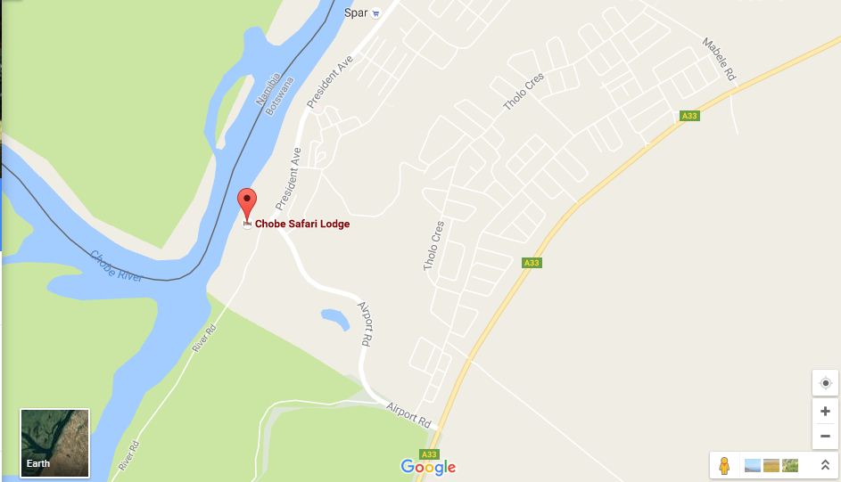 directions to Chobe Safari Lodge Kasane map