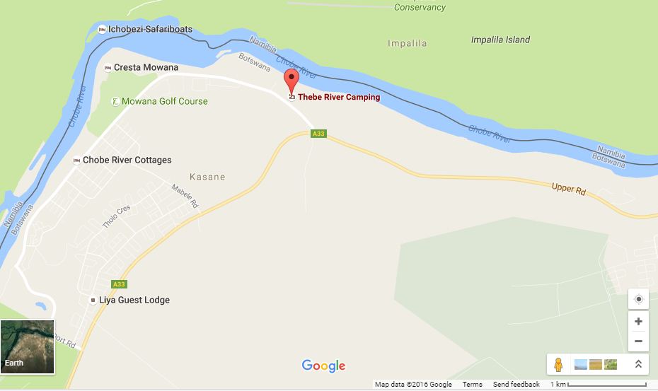 directions to Thebe River Lodge Kasane map