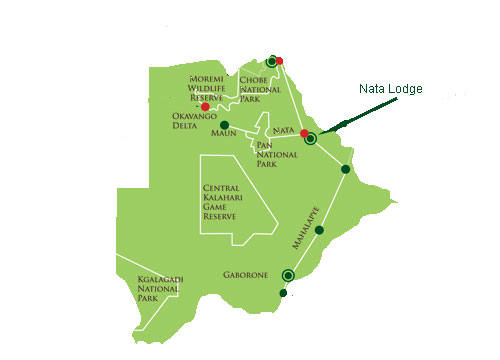 directions to Nata Lodge Nata map