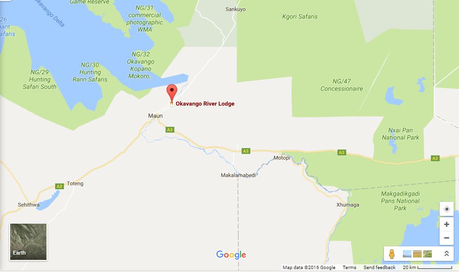 directions to Okavango Camping Maun map