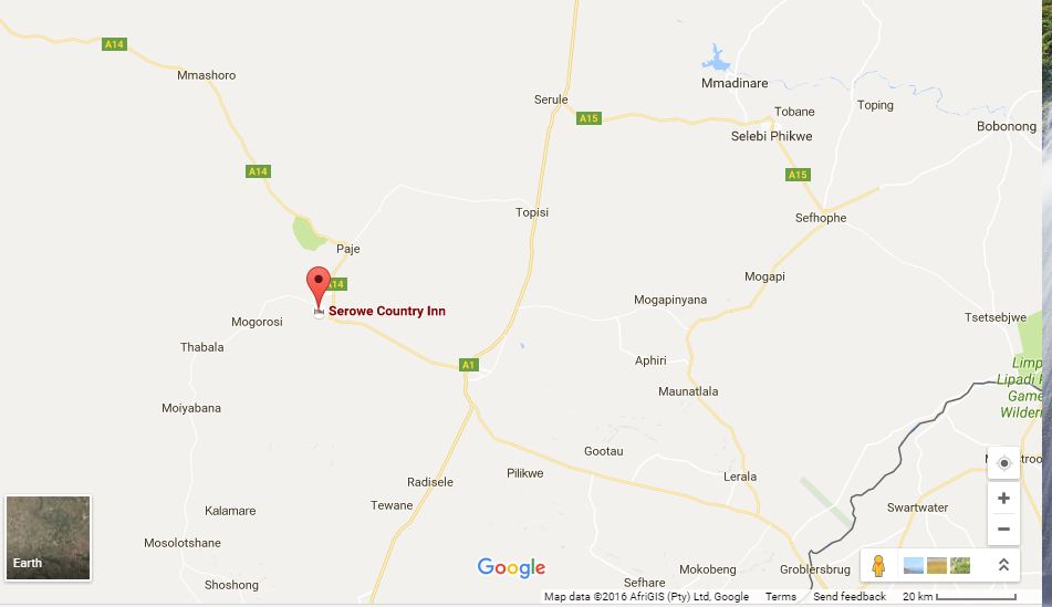 directions to Serowe Hotel Country Inn Serowe map