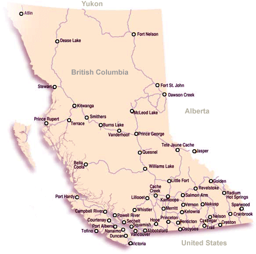 map of British Columbia Canada