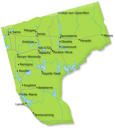 Map of Abitibi-Témiscamingue Canada