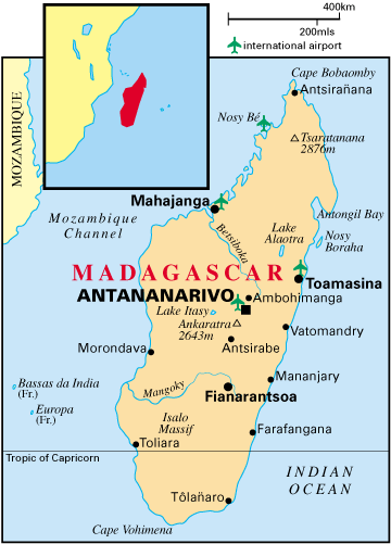 map of madagascar and surrounding islands. Map of Madagascar