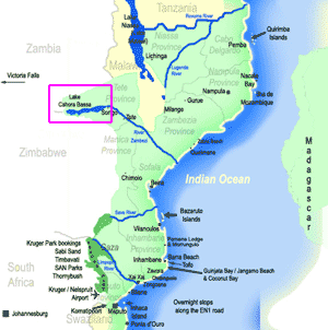 map of Cahorra Bassa Mozambique