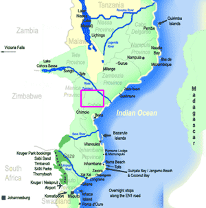 map of Gorongosa National Park Mozambique