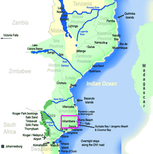 map of Inhambane Mozambique