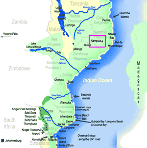 map of Nampula Mozambique