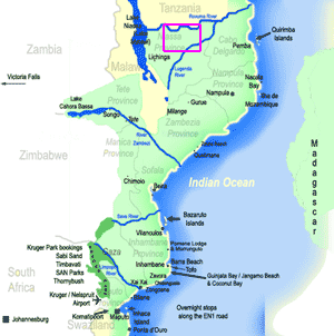 map of Niassa Mozambique