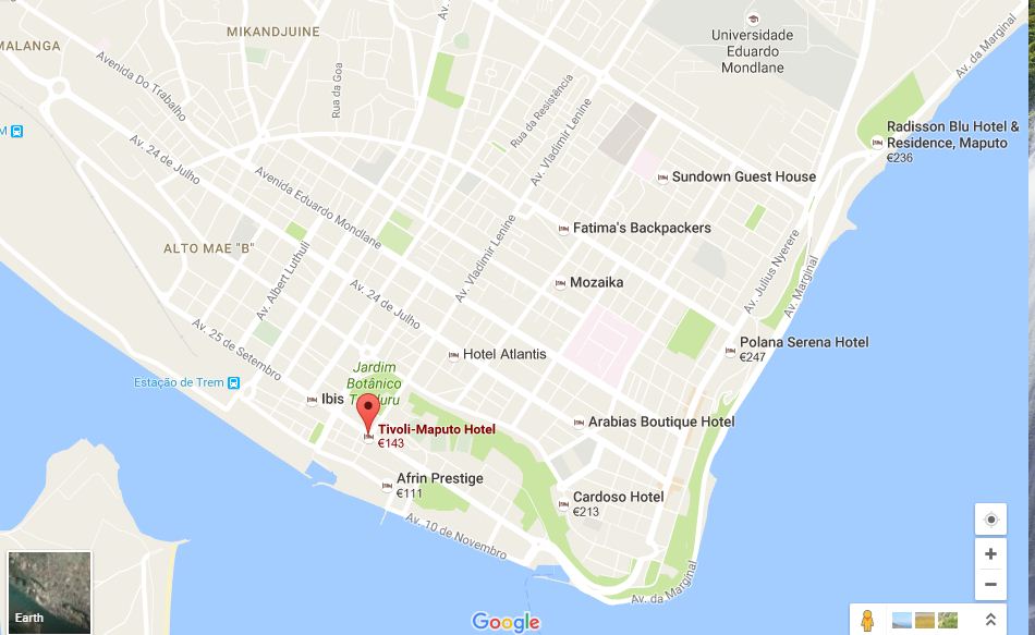 directions to Hotel Tivoli Maputo map