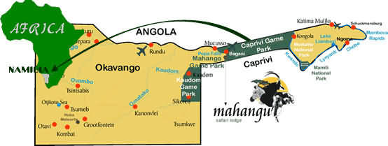 map to Mahangu lodge