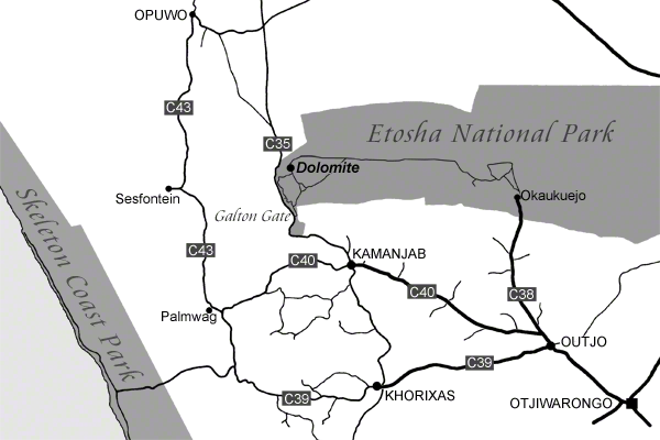 directions to Dolomite Camp Etosha map