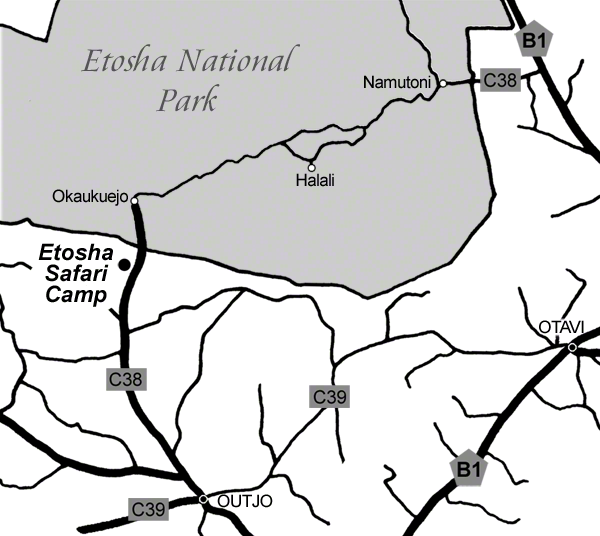 directions to Etosha Safari Camp Etosha map