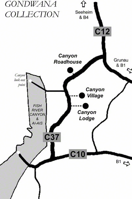 directions to Canyon Roadhouse Fish River Canyon map