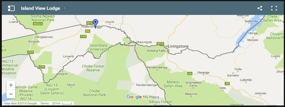 directions to Island View Lodge Katima Mulilo map