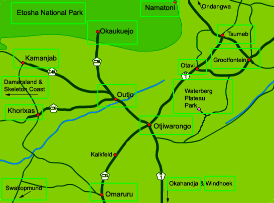map of the waterberg area Namibia