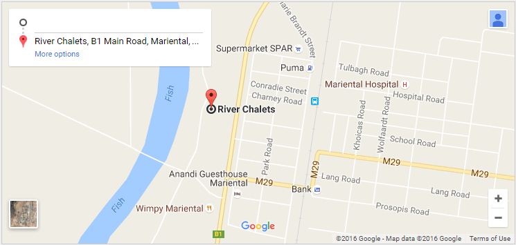 directions to Mariental River Chalets Mariental map