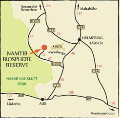 directions to Namtib Desert Lodge Aus map