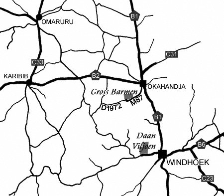 directions to Gross Barmen Okahandja map