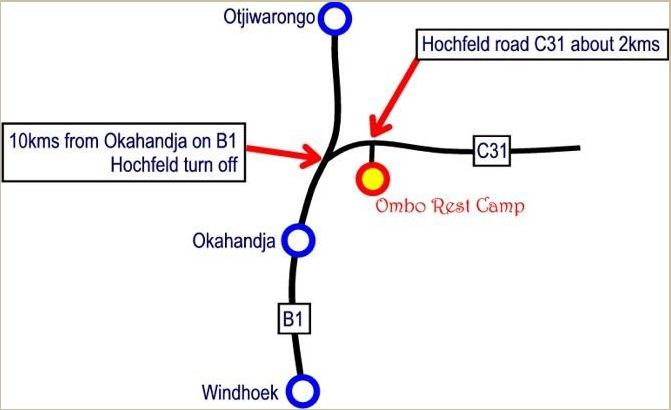 directions to Ombo Rest Camp Okahandja map