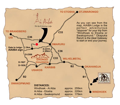 map showing ai aiba lodge omaruru