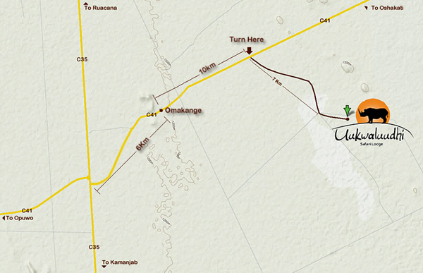 Map of Uukwaluudhi Safari Lodge Namibia