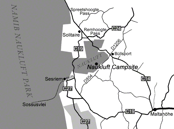 directions to Naukluft Camp Namib Naukluft map
