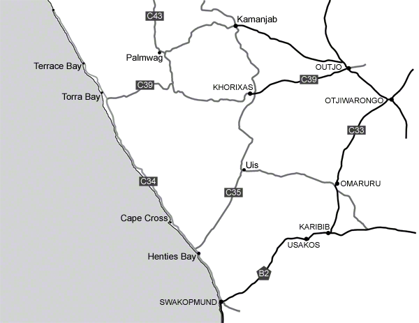 directions to Torra Bay Skeleton Coast map