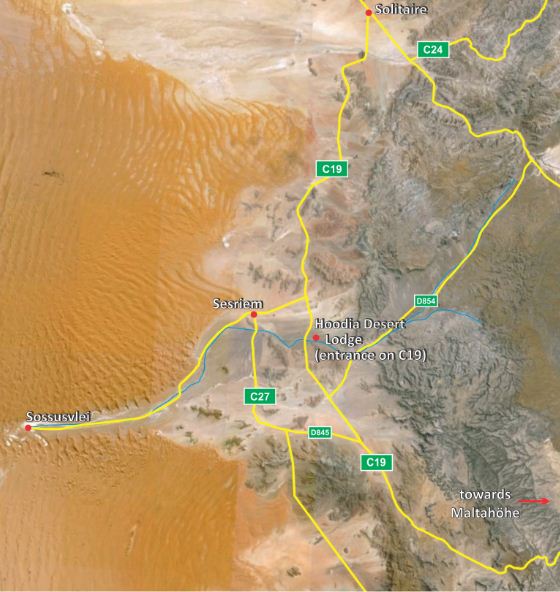 directions to Hoodia Desert Lodge Sossusvlei map