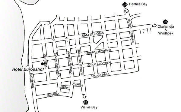 directions to Hotel Europa Hof Swakopmund map