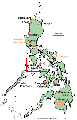 Philippines map showing location of Boracay Island