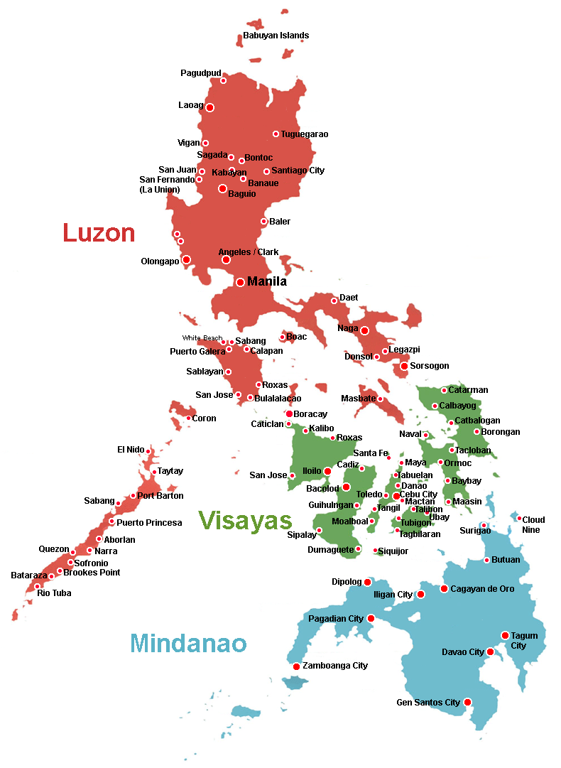 Philippines Map Luzon Visayas Mindanao