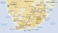 Pretoria to Cape Town Map