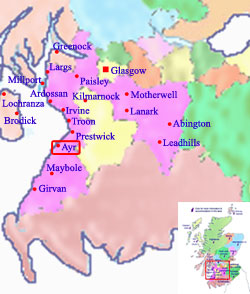 MAp showing Ayr Scotland