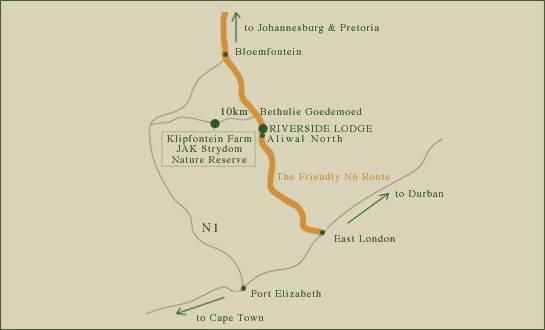 map to riverside lodge aliwal north