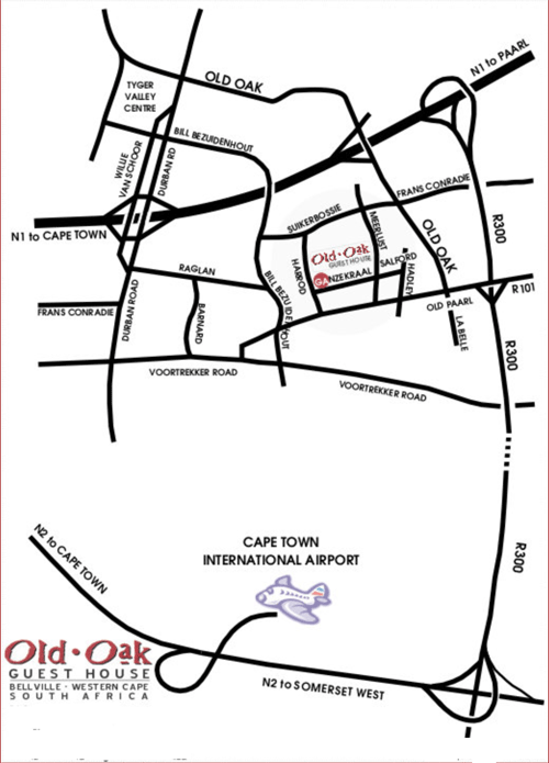 directions and map for old oak guest house
