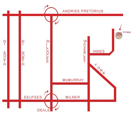 map and directions to Innes guesthouse bloemfontein