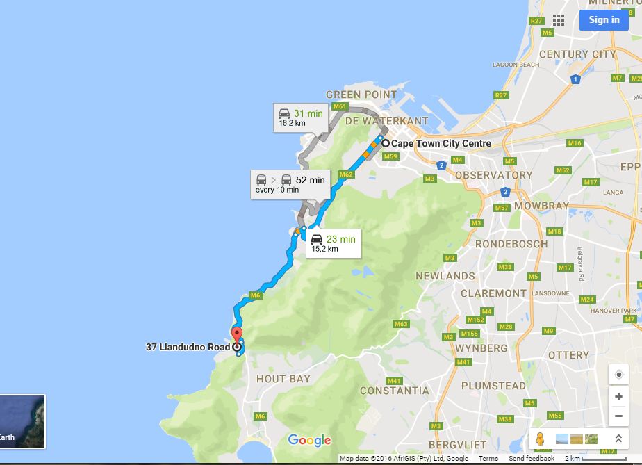 directions to Llandudno Beach Holiday Apartment Cape Town map