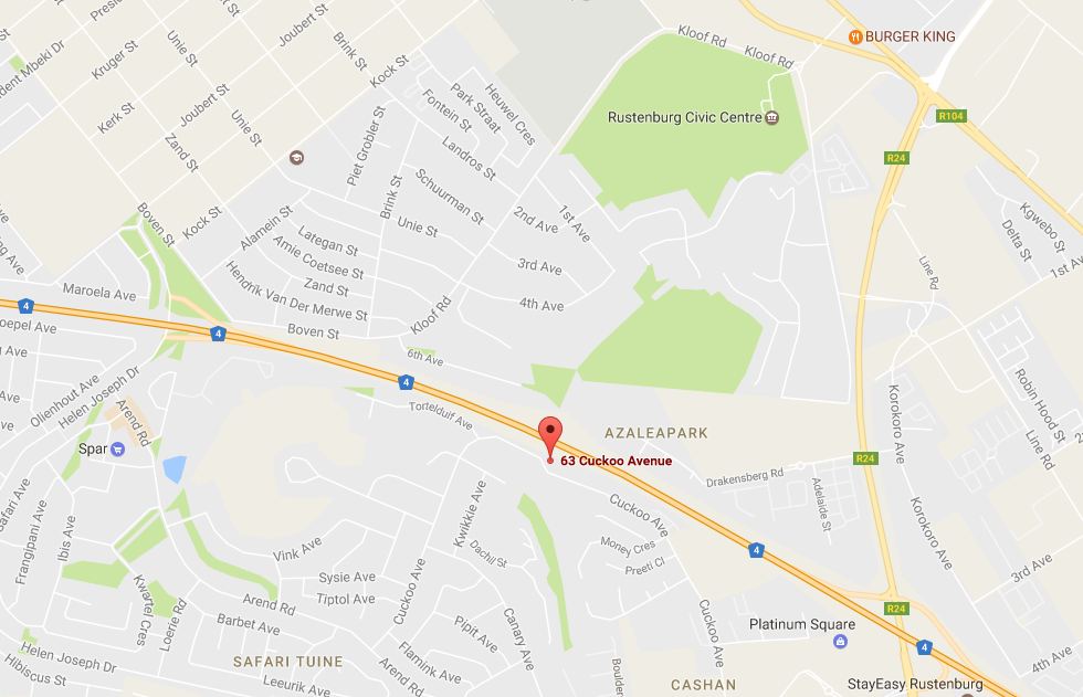 directions to Paula's Guesthouse Rustenburg map