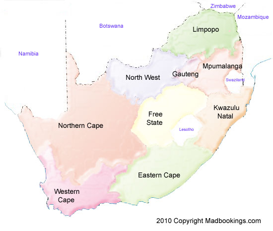 Map Of South African Provinces. province map of South Africa