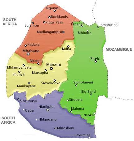 Swaziland accommodation map