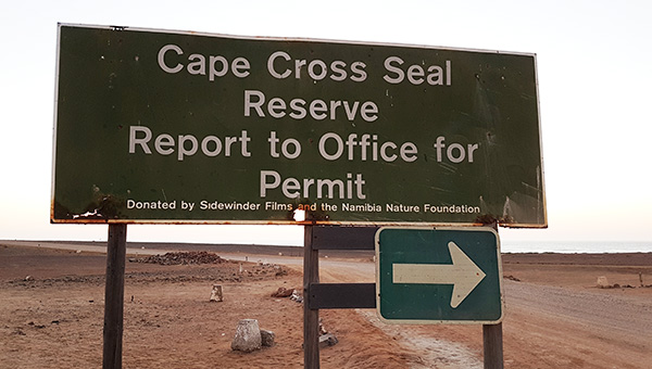 A remote road sign in Namibia illustrating cross-border logistics